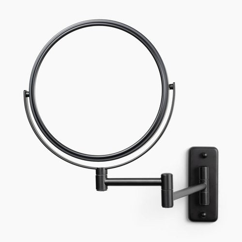 JERDON Wall-Mounted Magnifying Mirror - Bathroom Makeup Mirror with 5X Magnification - 8-Inch Diameter - Black - Model JP7506BK