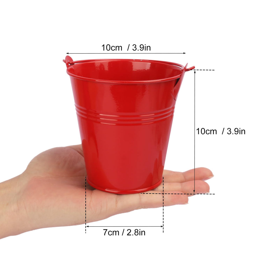15 Pack 4 Inch Red Iron Pail, Metal Buckets with Handle, Easter Bucket,Pencil Holder and Flower Pots, Used to Carry, Store, or Even Plant, by GENHAKON.