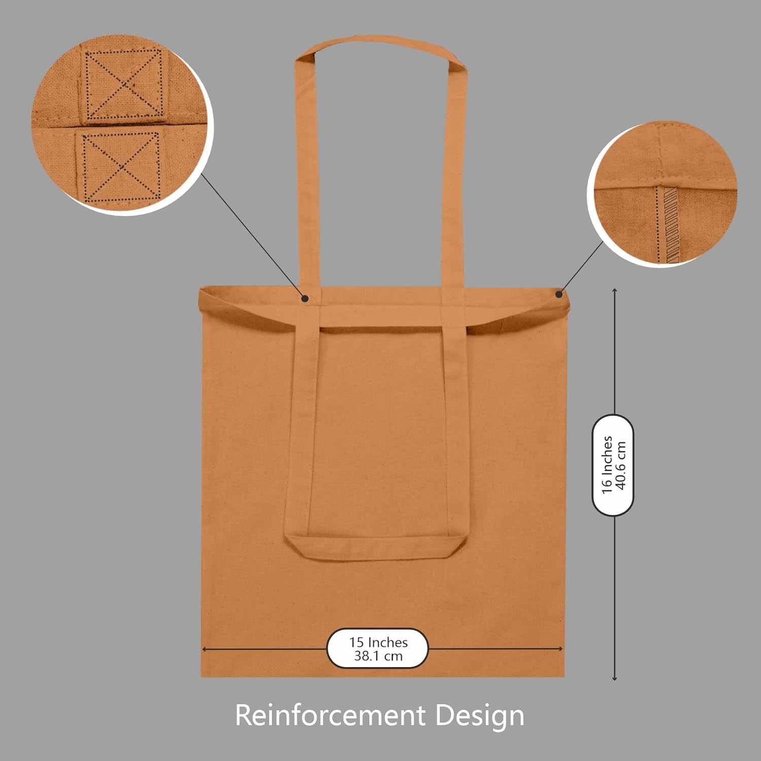 TOPDesign 12-Pack Khaki Cotton Tote Bags - Lightweight Reusable Grocery Bags for DIY & Promotions