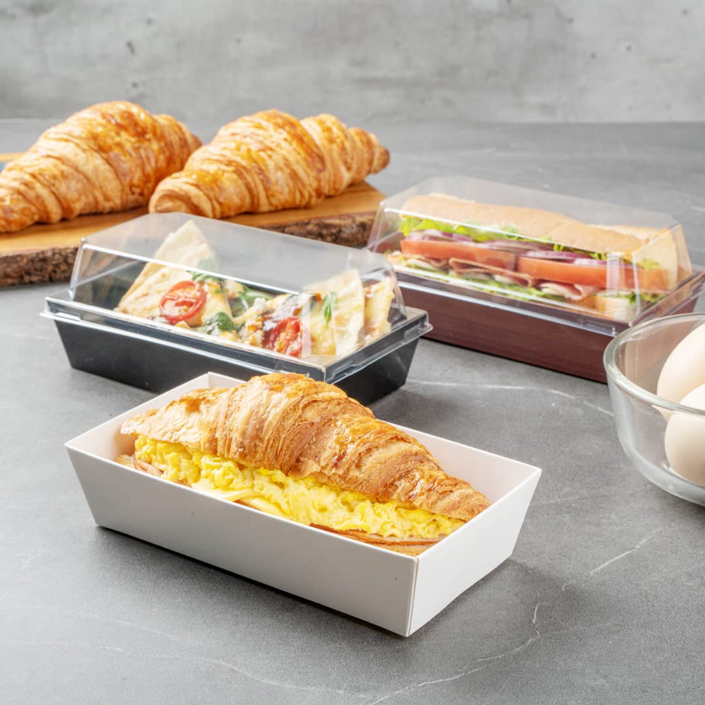 Restaurantware Matsuri Vision 5 x 4.4 x 1.4 Inch Sushi Trays 100 Greaseproof Sushi Packaging Boxes - Lids Sold Separately Disposable White Paper Sushi Containers For Appetizers Or Desserts