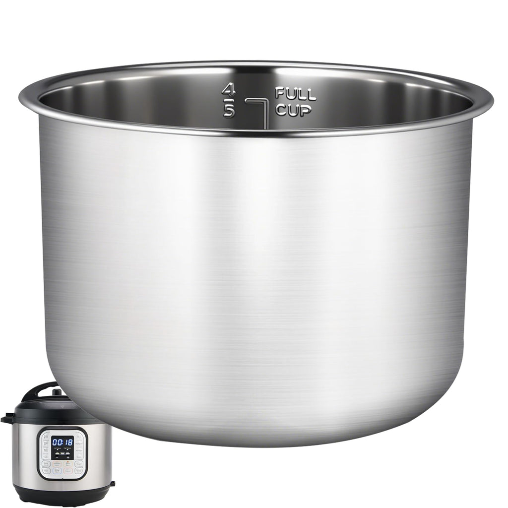 Upgraded Stainless Steel Inner Pot for Instant Pot 6 QT, Replacement Pot for Instant Pot 6 Quart, 304[18/8] stainless steel thickened design, 0 Coating, Non-Toxic (No Teflon). 3 Year Warranty.