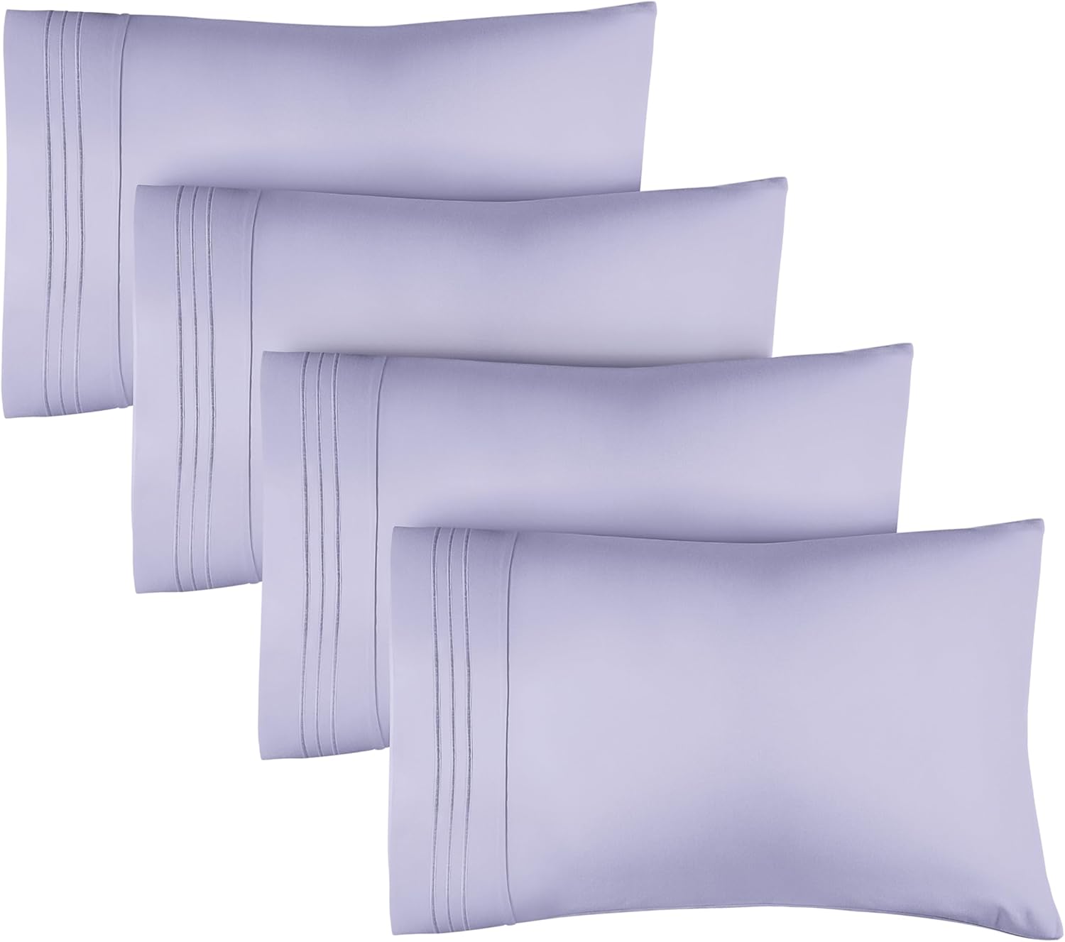 Skiennix Queen Pillow Cases Set of 4 - Ultra Soft Hotel Quality - Wrinkle Free & Fade Resistant - Lavender