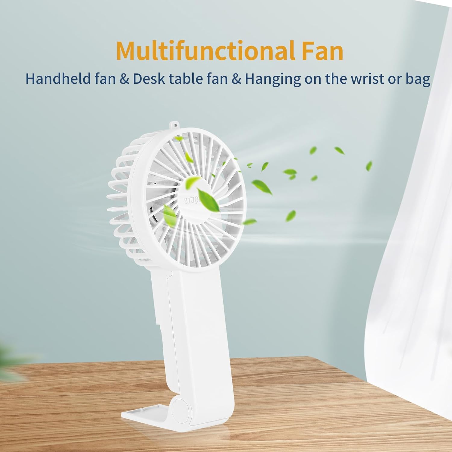 Skiennix Handheld Fan - Portable 3-Speed USB Rechargeable Mini Desk Fan for Home & Travel - White