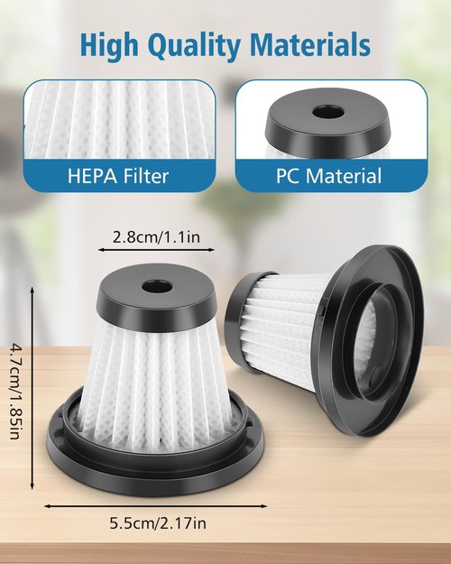 2 Pack HEPA Filters Compatible with VC-01, VC-01A, VC-01B, VC-01 PRO, VC-02, VC-02A, VC-02B, VC-03, VC-04, VC-05 Cordless Vacuum Cleaner, Replacement Filters for All Musclez Handheld Vacuum Cleaners