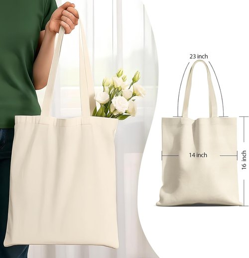 MOLOVA Premium Canvas Reusable Tote Bags - Eco-Friendly Gift Bags for Work & Shopping | 1 Pack