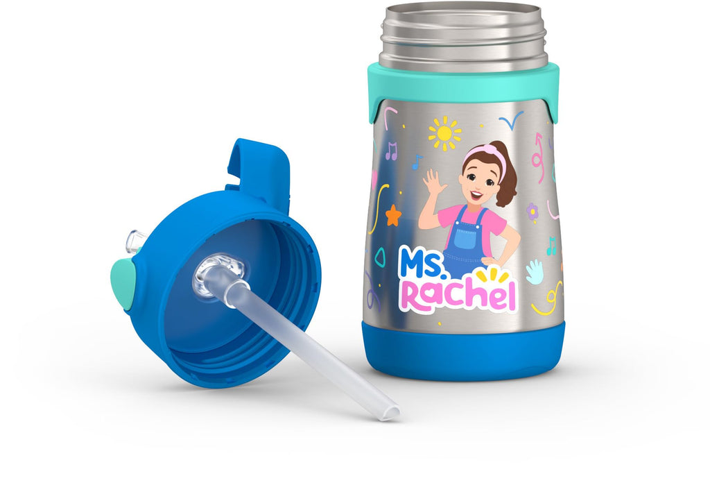 Thermos Baby 10 oz. Stainless Steel Bottle with pop-up straw, Ms. Rachel