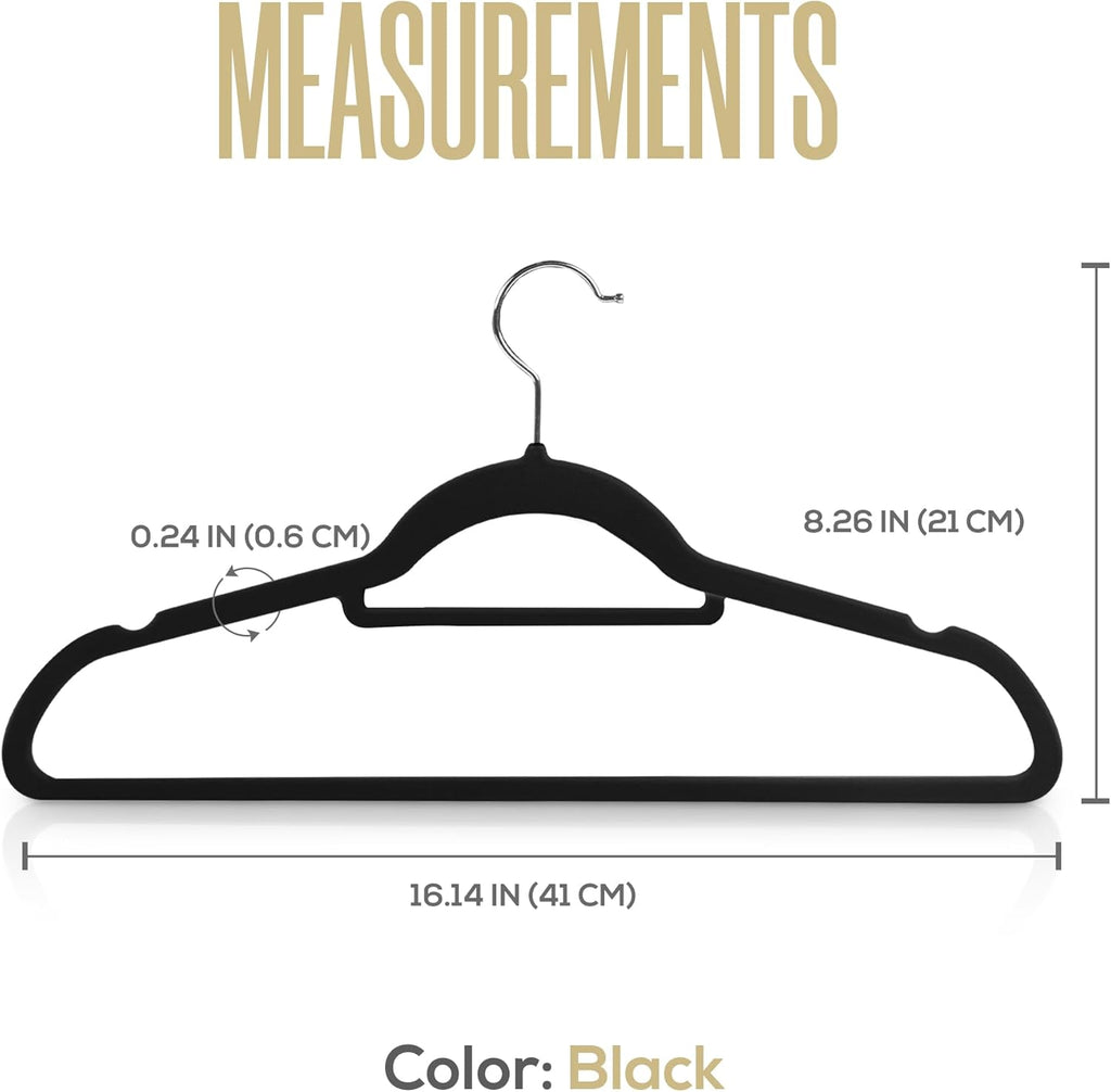 Utopia Home Velvet Hangers - Premium Non-Slip Slim Clothes & Coat Hangers, 100 Pack, Black
