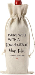 BQXS Going Leaving Moving Away Farewell Retirement Gifts for Friends Coworkers Women, New Jop Beginning Business Owner Gifts Wine Bag, Pairs Well With A New Chapter Wine Bag