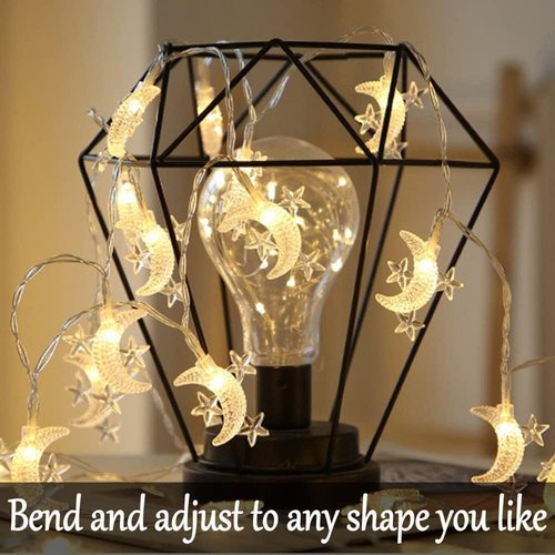 Fielegen 40 LED Moon String Lights - Battery Operated 20ft Fairy Lights for Patio & Garden Decor