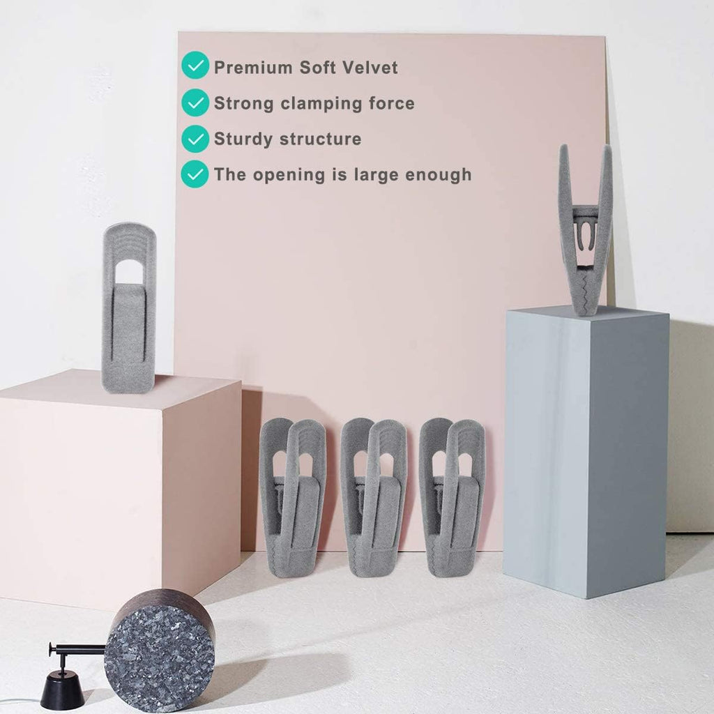 TOFIIGREM Grey Velvet Clips - 20 PCS Non-Slip Clips for Slim Velvet Hangers | Perfect for Pants and Clothes