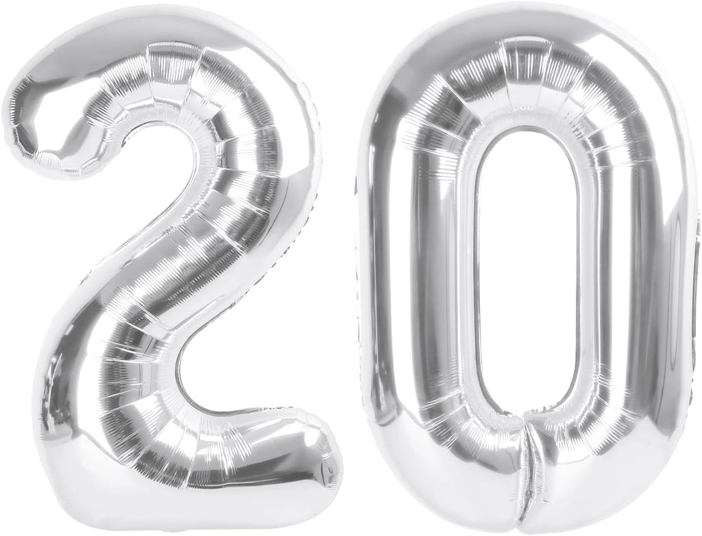 Number 20 Balloon by [Brand Name] - 40 Inch Silver Foil Balloon for Happy 20th Birthday Celebrations
