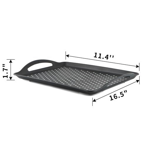 MDLUU Non-Slip Serving Tray with Handles, Food Serving Platter, Set of 2, Black