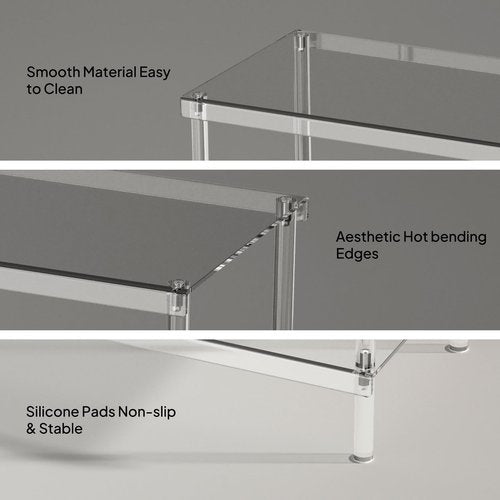 Aquiver 3-Tier Acrylic Shoe Rack - Modern Freestanding Shoe Storage Shelf for Entryway, Closet - 25.6'' L x 11.8'' W x 20.3'' H, Easy Assembly & Clean