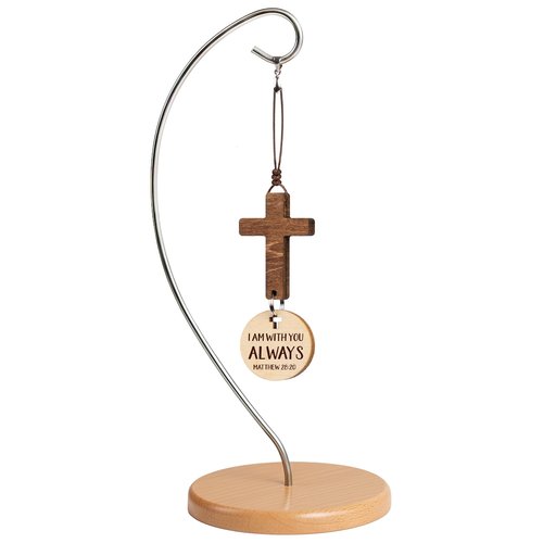 DINIZON Wood Cross Decor - Tap For Daily Bible Verse - Easter Religious Gifts For Women, Men, Decorative Standing Cross Christian Gifts, Hanging Jesus Faith Spiritual Decoration (Matthew 28:2)