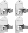 Plastic Broom Holder Wall Mount - 4 Count, Durable White Storage Solution for Organized Spaces
