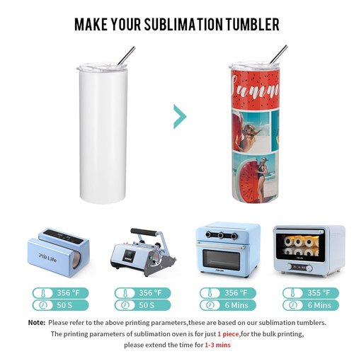 PYD Life 8 Pack Sublimation Tumblers Blanks 20 OZ Skinny White Straight Stainless Steel Cups with 10 PCS Shrink Wrap Film for Tumbler Press Machine Sublimation Oven Printing