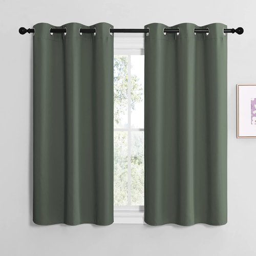 NICETOWN Blackout Curtain Panels - Thermal Insulated Grommet Drapes for Dining Room | Dark Mallard, 42x50-Inch (1 Pair)