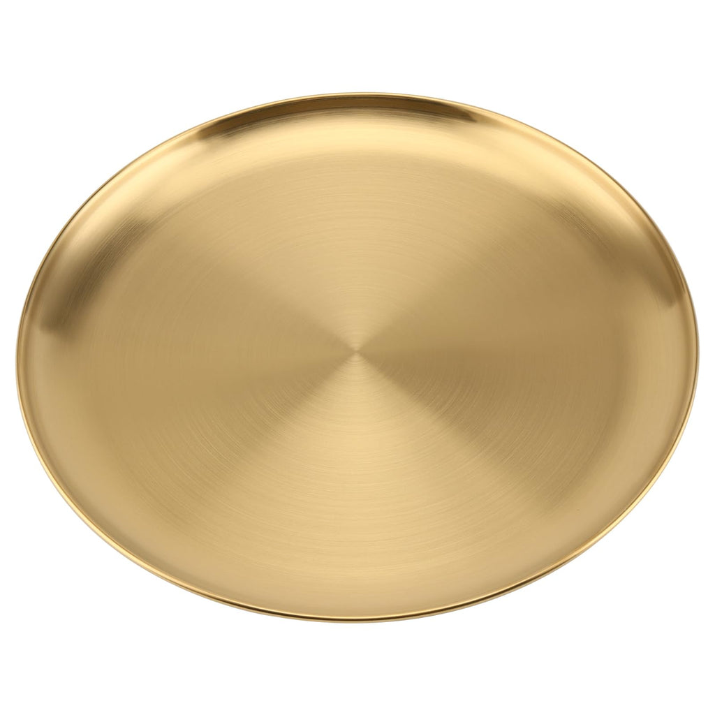 MOUYAT 6 PCS 12 Inch Large Stainless Steel Plate, 30cm Round Dinner Metal Plates, Metal Salad Steak Plates Reusable Dinner Dish for Eating Serving Camping Outdoor BBQ Home Kitchen, Frosted Gold