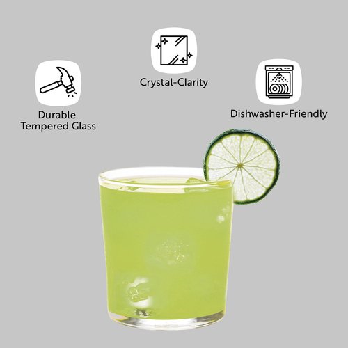 Restaurantware Sumi 12.5 Ounce Double Old Fashioned Glasses Set of 12 Lead-Free Scotch Glasses - Tempered Dishwasher-Safe Glassware Clear Glass Whiskey Glasses Serve Cocktails and Liquors