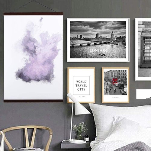 Benjia Magnetic Wooden Poster Frame - Light Wood Hanger for Photos & Art Prints | 25" Size, Walnut