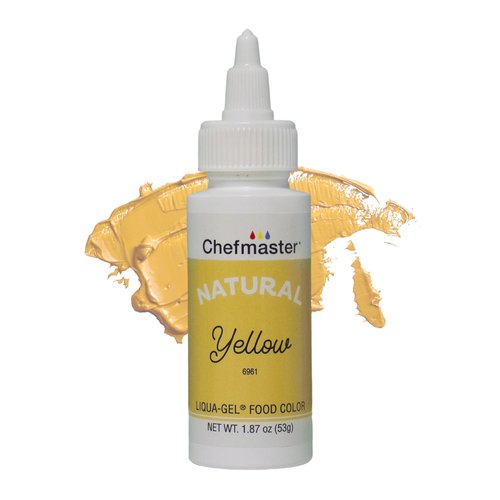Chefmaster Plant-Based Natural Liqua-Gel Food Coloring - No Artificial Dyes, Yellow, 1.87 oz | Perfect for Icing & Fondant