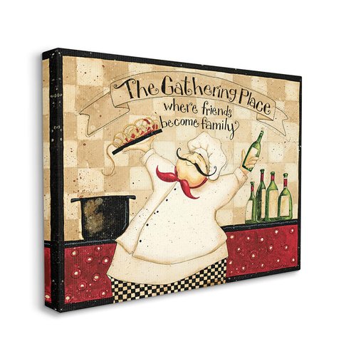 Stupell Industries The Gathering Place Phrase Vintage Kitchen Chef Charm, Design by Dan DiPaolo Canvas Wall Art, 30 x 40, Tan