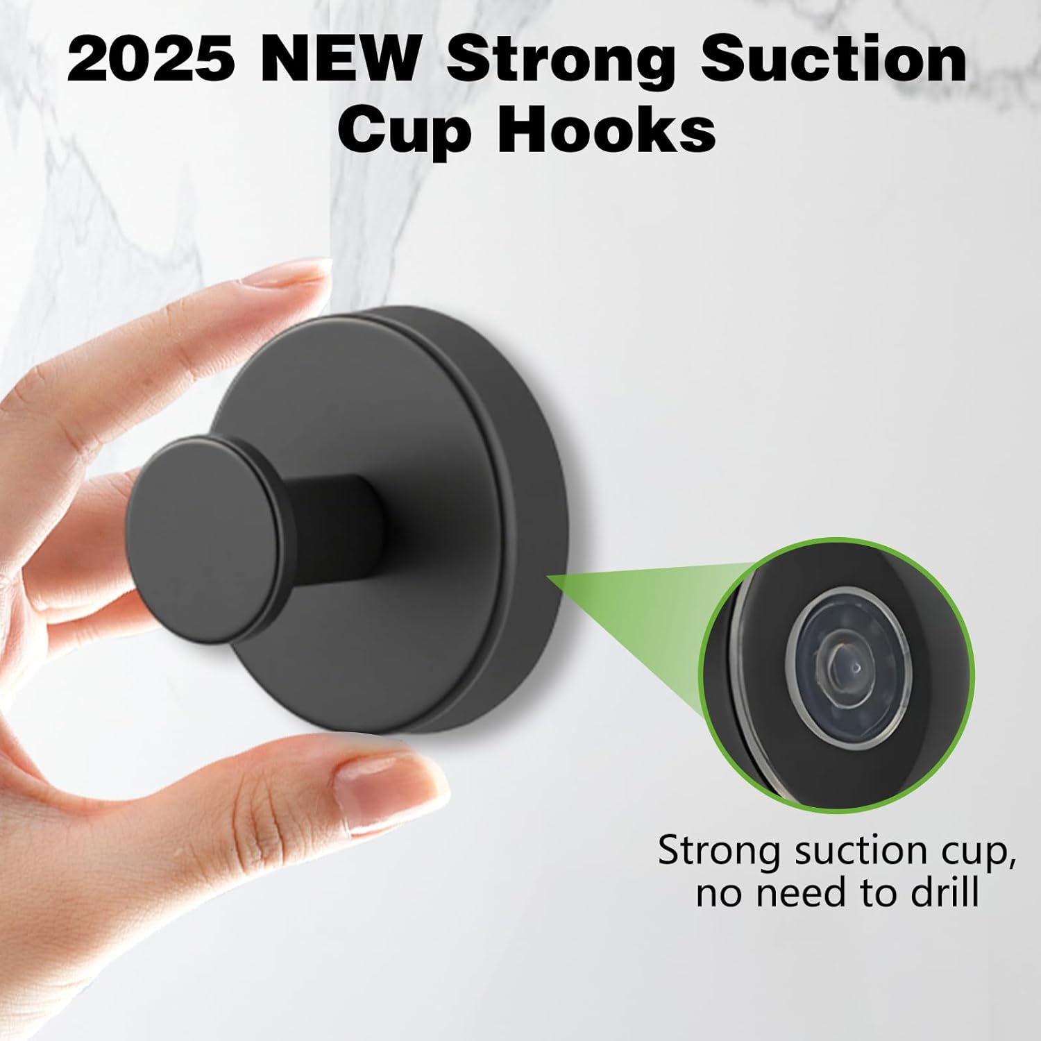 Skiennix Suction Cup Hooks - No-Drill Bathroom Towel Holders | 2Pcs Gold for Showers & Mirrors