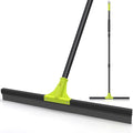 TidyBliss Floor Squeegee Heavy Duty, 24” Rubber Foam Water Scraper Broom, Epoxy Wiper Mop with 62 inches Long Handle for Cleaning Concrete Pool Rug Garage Deck Shower Window Outdoor Indoor (Green)