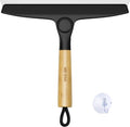 MR.SIGA Silicone Shower Squeegee - Streak-Free Cleaning with Pivoting Bamboo Handle | 10-Inch Wide, Black