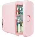 EUHOMY Mini Fridge, 4 Liter/6 Cans AC/DC Small Refrigerator for Skincare, Portable Cooler and Warmer for Skin Care, Cosmetics, Beverage, 4L Makeup Mini Fridge for Bedroom, Car, Office, Dorm, Pink
