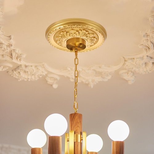 Cabilock Round Ceiling Medallion Plate for Light Fixtures 12.20 Inch Gold Ceiling Medallion Cover for Home Lighting Living Room Bedroom and Dining Room