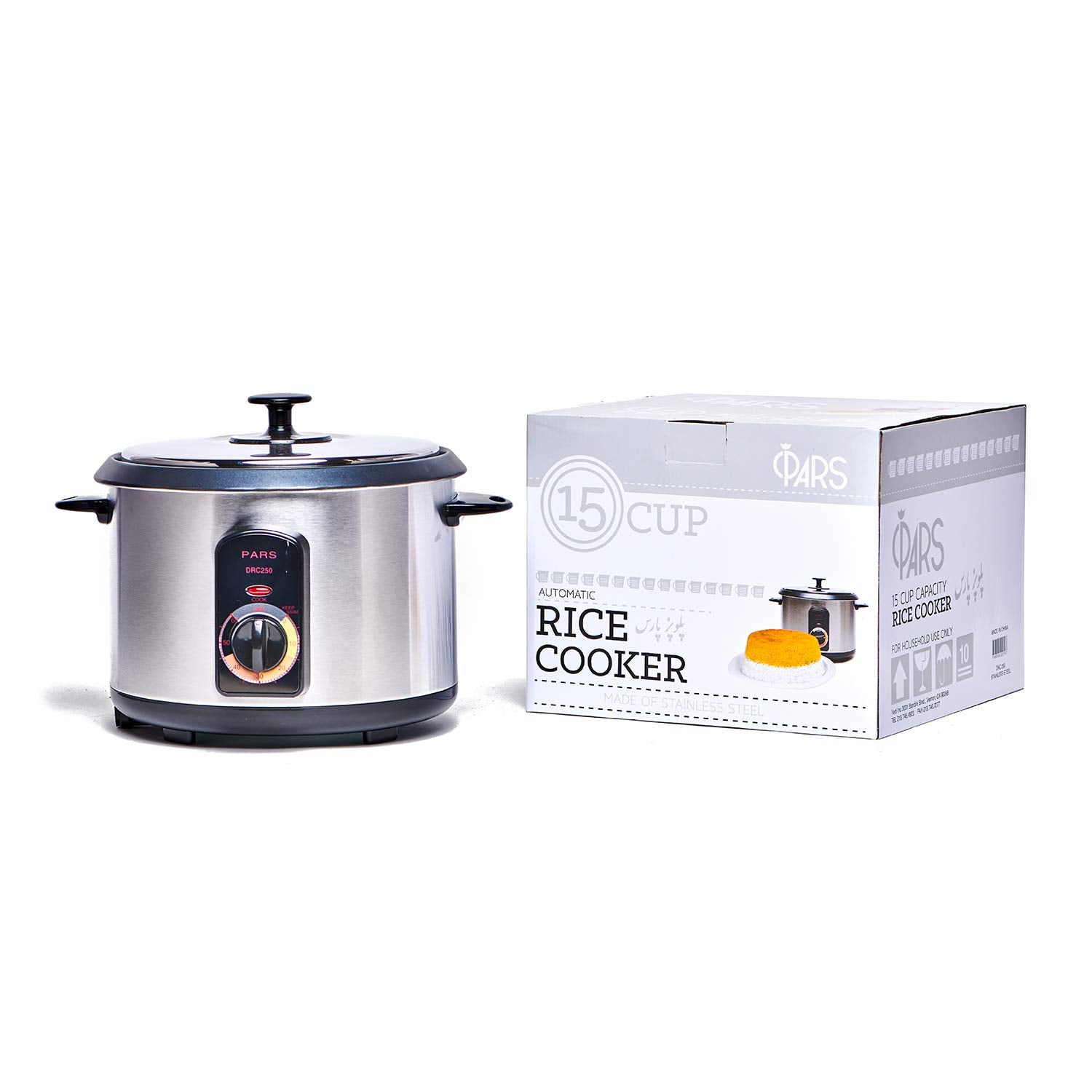 Pars Automatic Persian Rice Cooker - Tahdig Rice Maker Perfect Rice Crust, 15 Cup