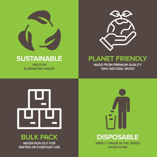 100% Wooden Disposable Spoons, (100 Count) Planet Friendly Utensils, Compostable Cutlery Spoons For Parties, Concession stands And Hosting