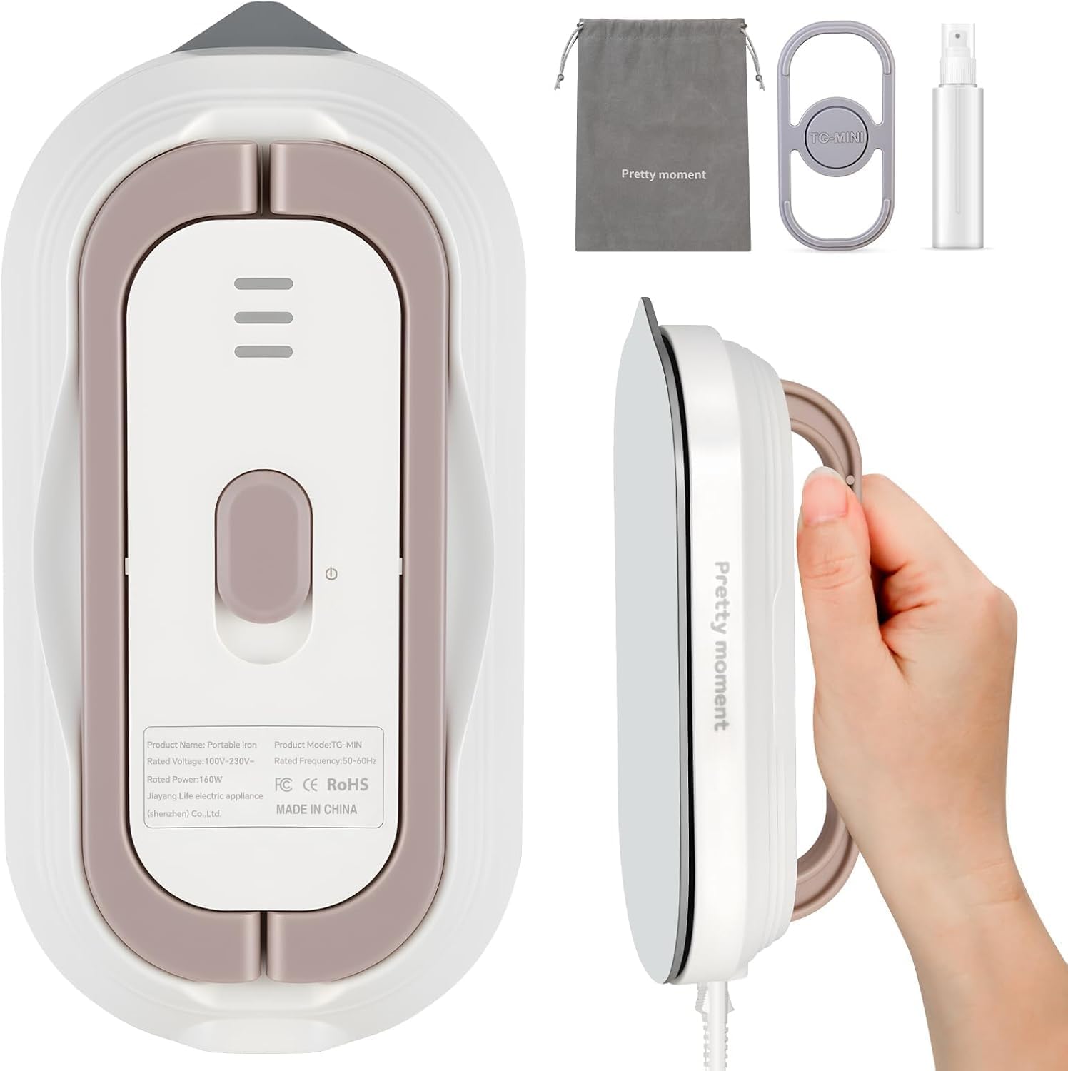 Skiennix Mini Travel Iron - Adaptive Global Voltage 100-230V | Ultra-Lightweight Non-Stick Soleplate for Sewing & Quilting