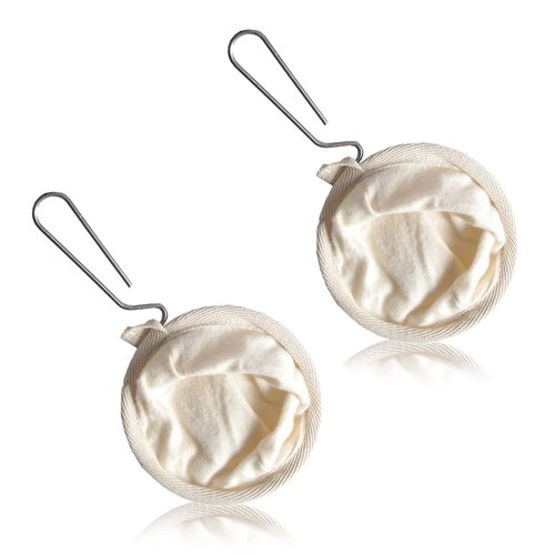 2 Pack Cloth Coffee Filter, Reusable Coffee Sock Filter, Flannel Cloth Tea Strainer Coffee Filter Bag with Stainless Steel Handle for Home Office Handmade Coffee (Cream)