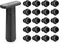 WOTOR Wine Saver Vacuum Pump with 20 Stoppers, Wine Stopper & Preserver, Reusable Bottle Sealer Keeps Fresh, Ideal Accessories Gift (Flat Handle)