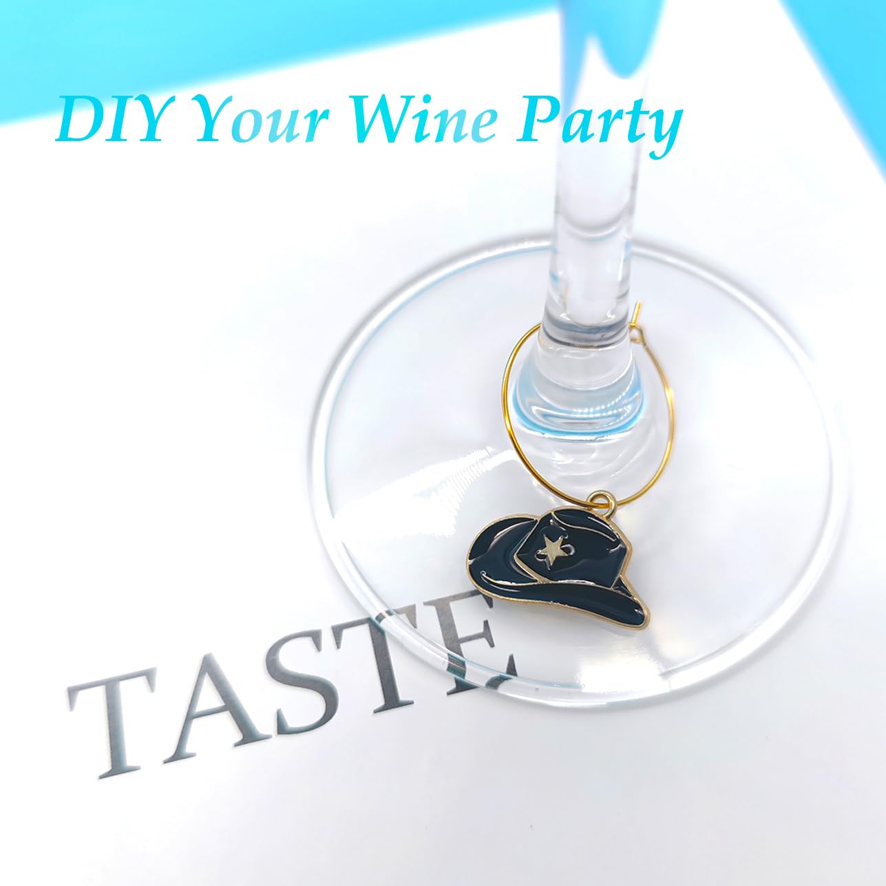 Sopopal Set of 6 Cute Wine Glass Charms Cowboy Boots Hats Funny Wine Markers for Stem Glasses Party Favors Decorations