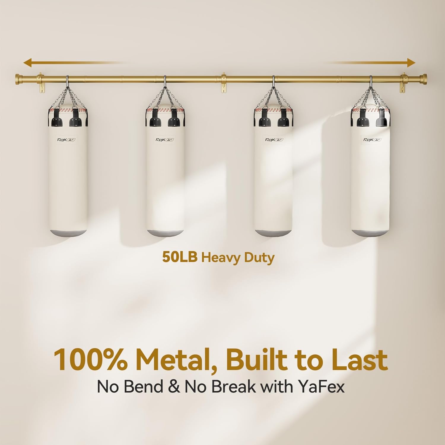 YaFex Curtain Rods - Heavy Duty 1 Inch Adjustable Window Treatment Rods | 32-58 Inch, Modern Gold Design
