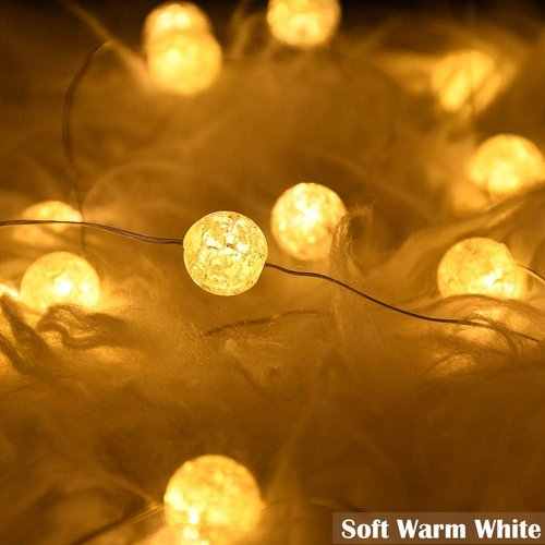 Grandhome Globe String Lights - 10ft 30 LED Warm White Crystal Ball Fairy Lights | Waterproof & Remote Control