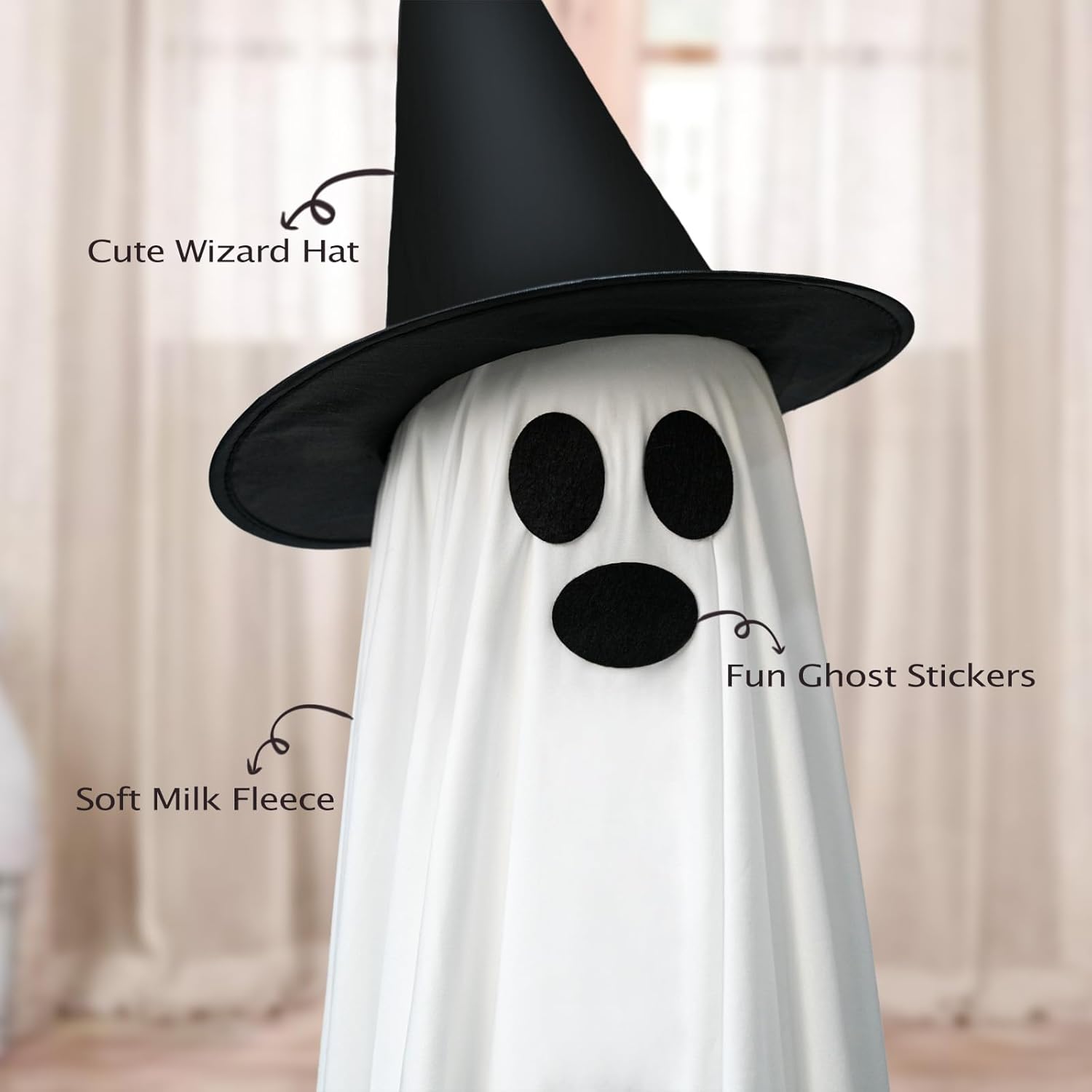 Skiennix Halloween Decorations - Light-Up Spooky Ghosts with LED Strips & Witch Hats | 2 Large Indoor/Outdoor Decor