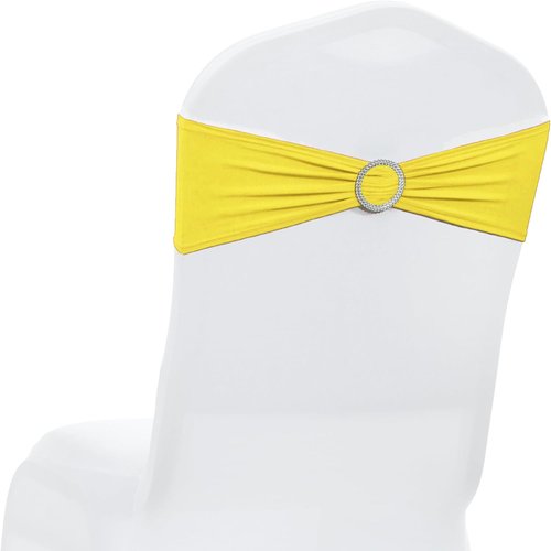 MDS Spandex Chair Sashes - Universal Fit Elastic Stretch Bows with Buckle Slider - Yellow, Pack of 250