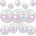 Skiennix 12Pcs Iridescent Round Foil Balloons - Holographic 4D Clear Balloons for Birthday & Wedding Decor