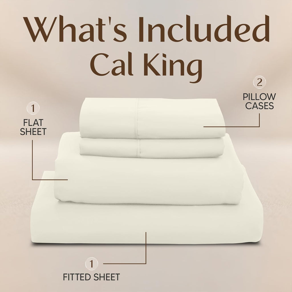 Utopia Bedding California King Size Sheet Set - Soft, Breathable Microfiber | 4-Piece Ivory Set
