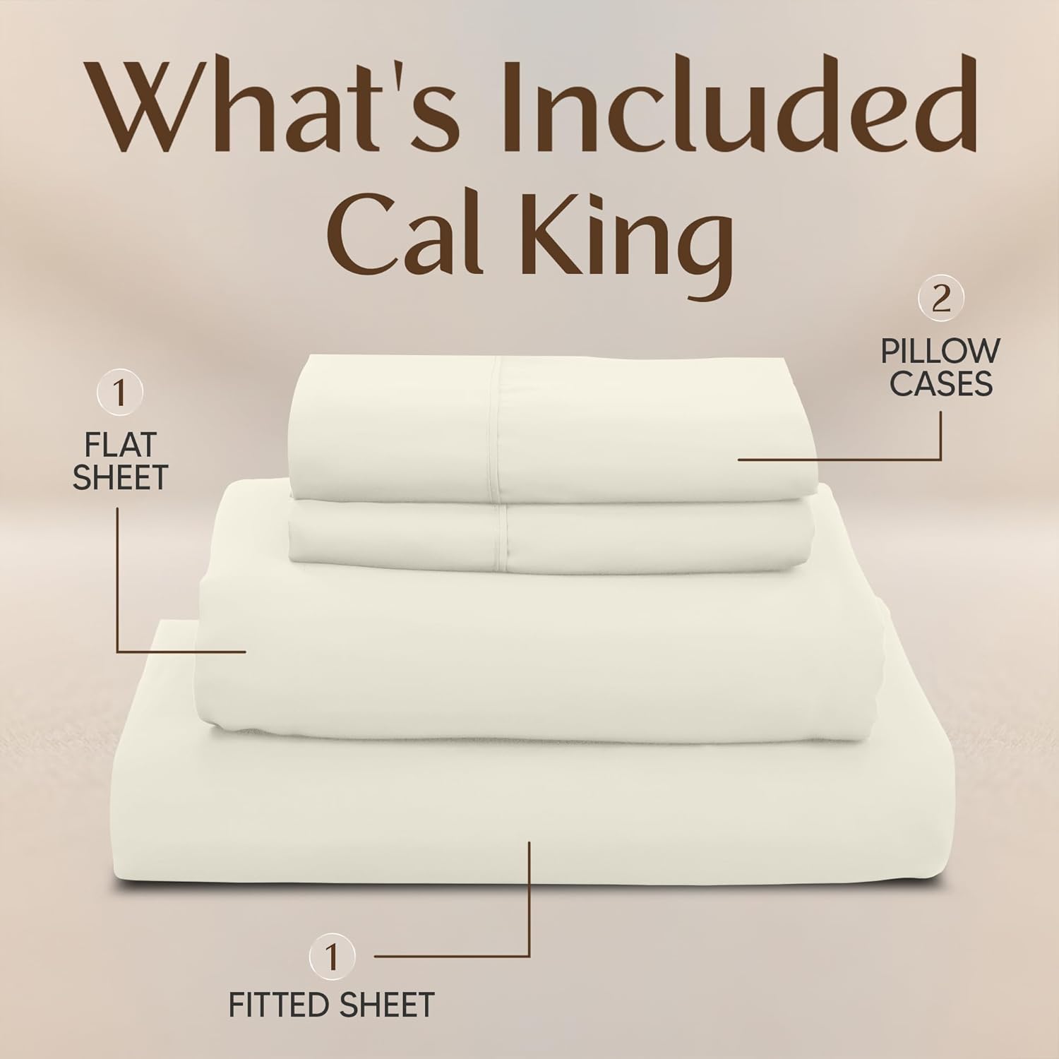 Utopia Bedding California King Size Sheet Set - Soft, Breathable Microfiber | 4-Piece Ivory Set