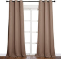NICETOWN Light Reducing Grommet Curtains - Soft Triple Woven Drapes for Living Room | 2 Panels, W42 x L90, Cappuccino
