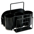 NelyBet Silverware Caddy Utensil Holder for Countertop Utensil Caddy with Paper Plate Napkin Holder Cutlery Flatware Silverware Organizers for Outdoor Party Camping Picnic - Black Metal