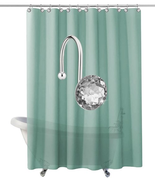 12PCS Shower Curtain Hooks Rings for Bathroom, Stainless Steel Rust Resistant Decorative Rhinestones Shower Curtain Rings Hangers for Shower Curtains, Clothing, Towels, etc. (Grey)