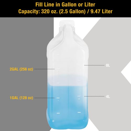 Jumuk Supplies 2.5 Gallon Plastic Jugs with Lids, Water Jugs Bottles Storage Containers with Ergonomic Handle, FDA Compliant Made in USA HDPE Containers (Pack of 1, Natural)