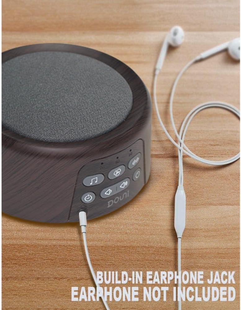 White Noise Machine - Soothing Sleep Sound Therapy with Timer & Memory Function | Brown Wood Grain Design