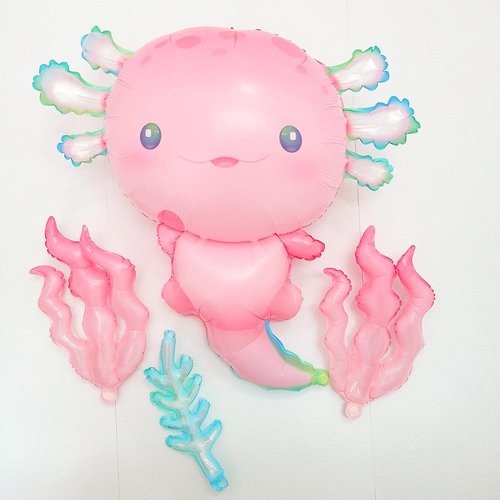 11Pcs Pink Axolotl Balloons,Seashell/Coral/Seaweed Balloon For Axolotl Birthday Party Decoration/Under the sea Party Decor/Mermaid Party Supplies Balloons/Axolotl Baby shower